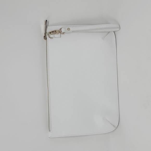 White House Black Market White Floral Faux Leather Clutch/Wrislet - Picture 3 of 6